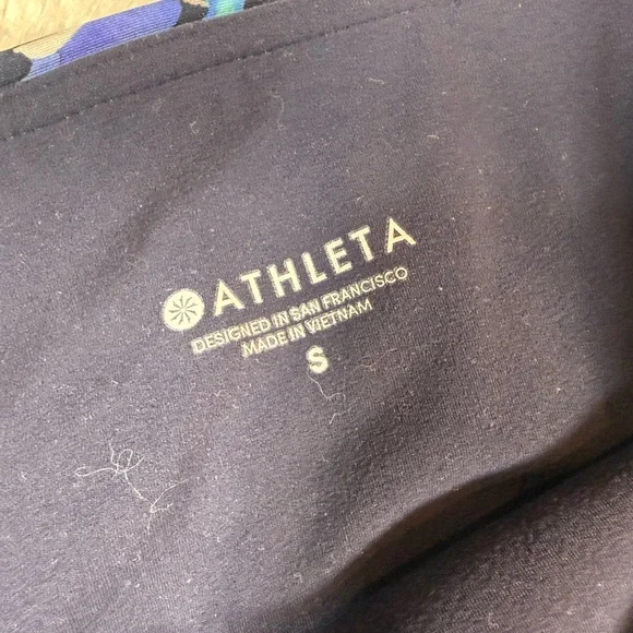 Athleta Black Leggings with Blue and Green Accents - Picture 2 of 5